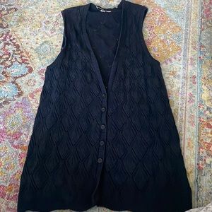 Beautiful vintage navy long  cotton vest